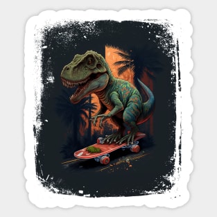 Skateboarding T-rex Dinosaur Sticker